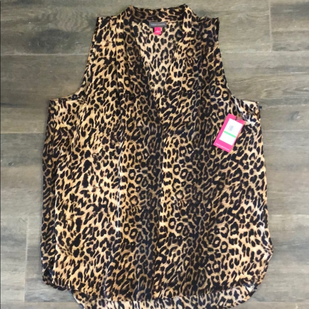 Vince Camino leopard print sleeveless blouse NWT